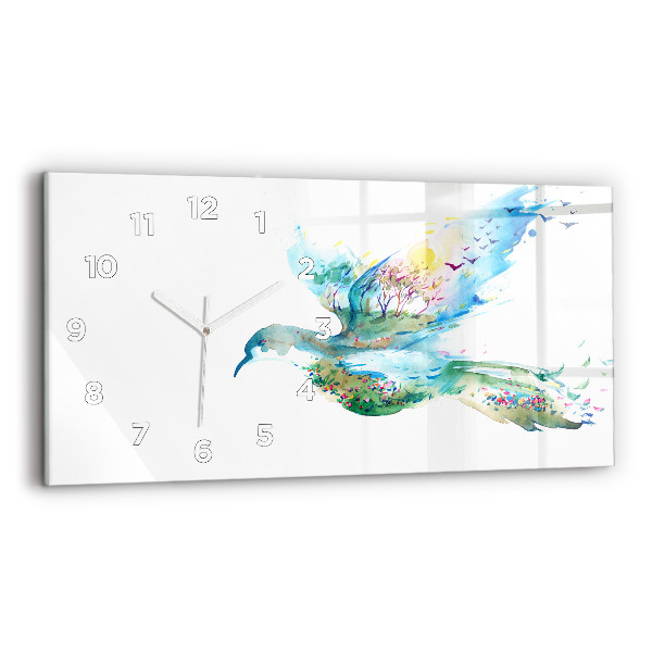 Horizontal wall clock Abstraction of bird and spring