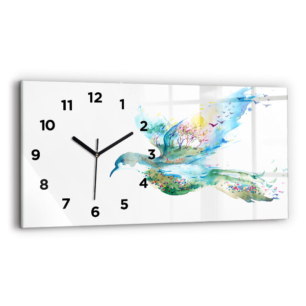 Horizontal wall clock Abstraction of bird and spring