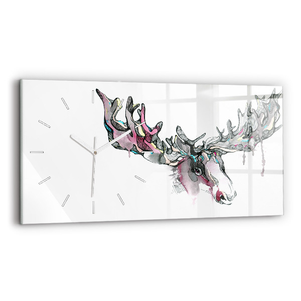 Horizontal wall clock Moose abstract