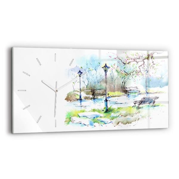 Horizontal wall clock Picturesque spring