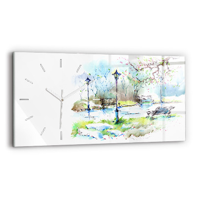 Horizontal wall clock Picturesque spring