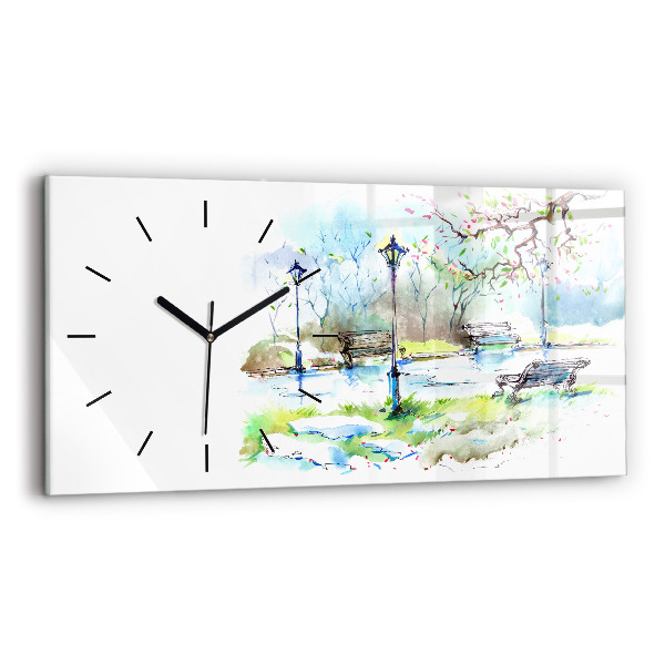 Horizontal wall clock Picturesque spring
