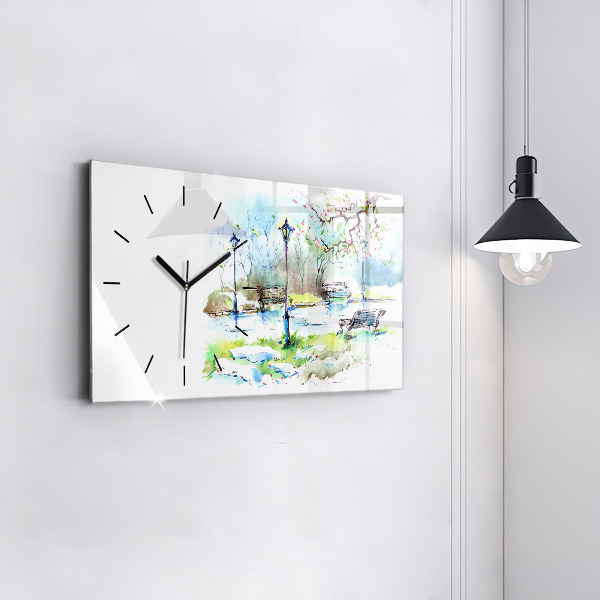 Horizontal wall clock Picturesque spring