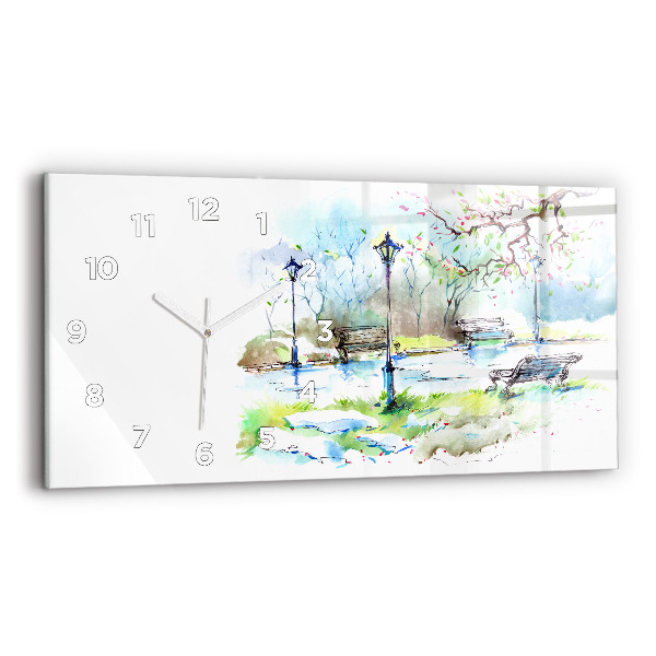 Horizontal wall clock Picturesque spring