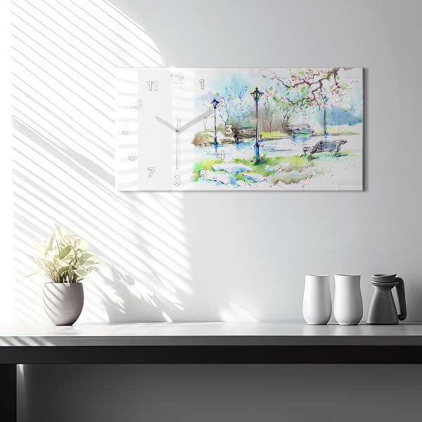 Horizontal wall clock Picturesque spring