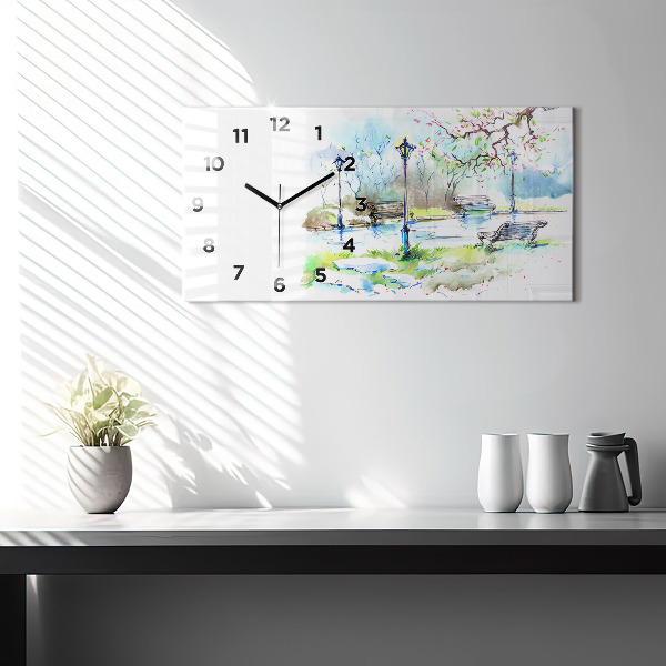 Horizontal wall clock Picturesque spring