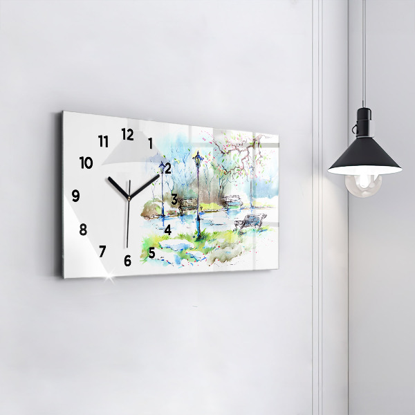 Horizontal wall clock Picturesque spring