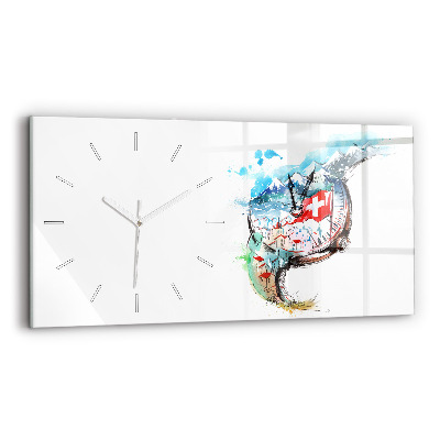 Horizontal wall clock Swiss watch