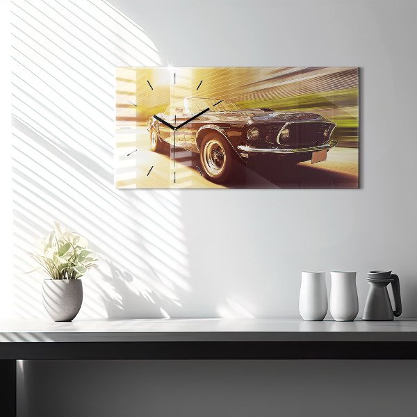 Horizontal wall clock Classic old car