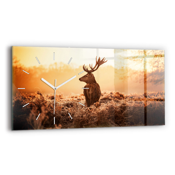 Horizontal wall clock Deer at sunrise