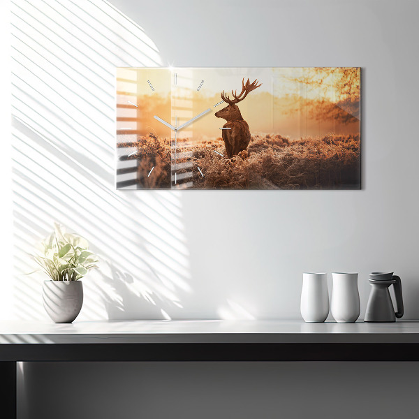 Horizontal wall clock Deer at sunrise