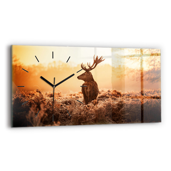 Horizontal wall clock Deer at sunrise
