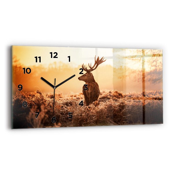 Horizontal wall clock Deer at sunrise