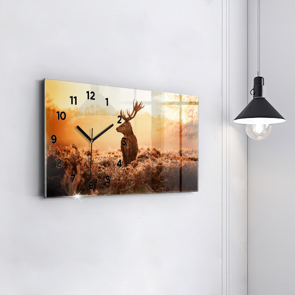Horizontal wall clock Deer at sunrise