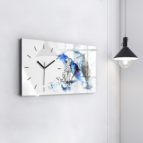 Horizontal wall clock Dalmatian and Umbrella