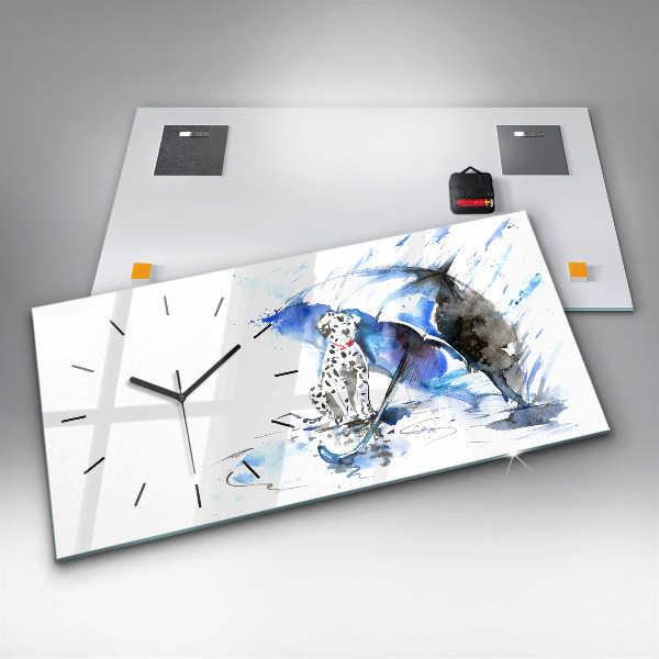 Horizontal wall clock Dalmatian and Umbrella