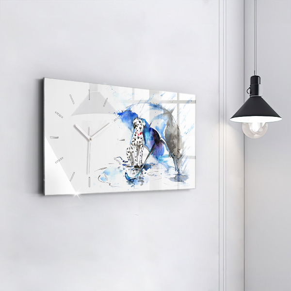 Horizontal wall clock Dalmatian and Umbrella