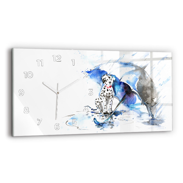 Horizontal wall clock Dalmatian and Umbrella