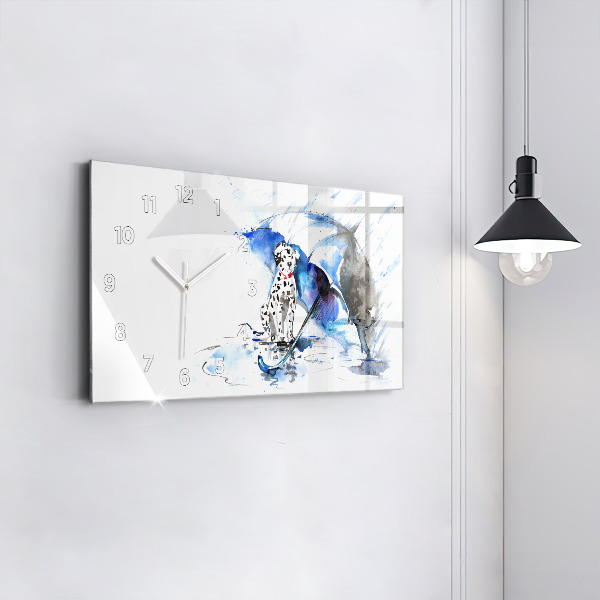 Horizontal wall clock Dalmatian and Umbrella