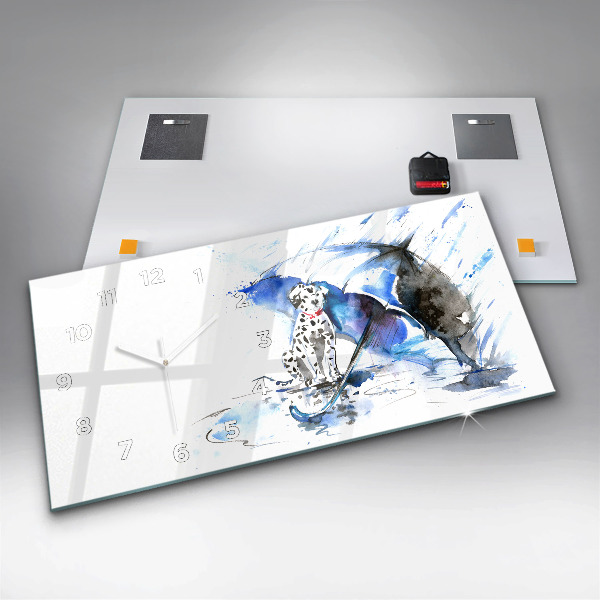 Horizontal wall clock Dalmatian and Umbrella