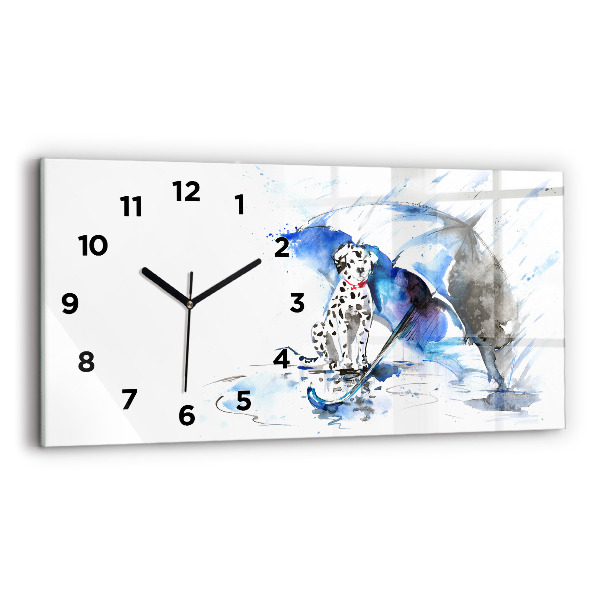 Horizontal wall clock Dalmatian and Umbrella