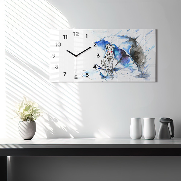 Horizontal wall clock Dalmatian and Umbrella