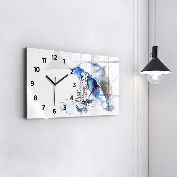 Horizontal wall clock Dalmatian and Umbrella
