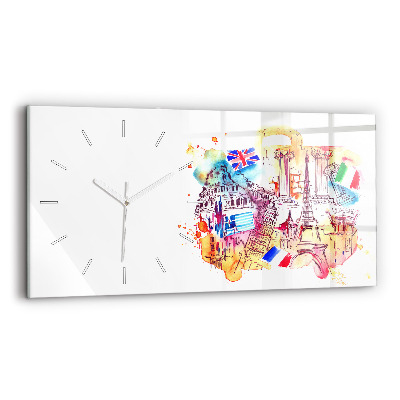 Horizontal wall clock Attractive countries in the world