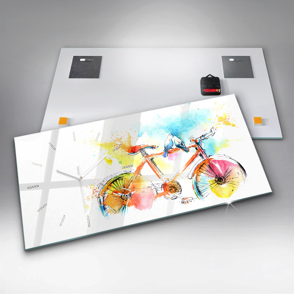 Horizontal wall clock Painted bike