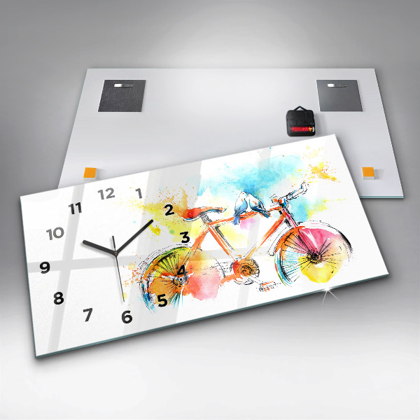 Horizontal wall clock Painted bike