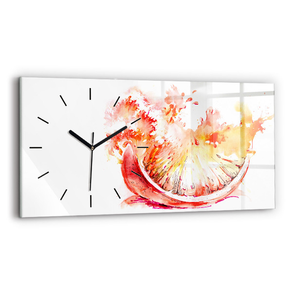 Horizontal wall clock Painted orange