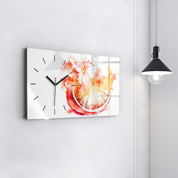 Horizontal wall clock Painted orange