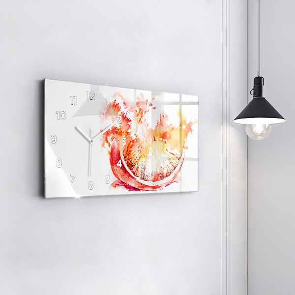 Horizontal wall clock Painted orange