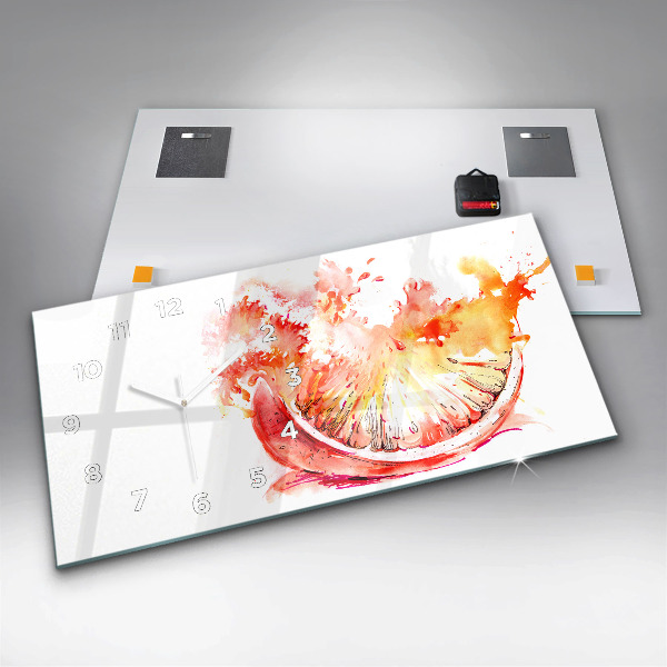 Horizontal wall clock Painted orange
