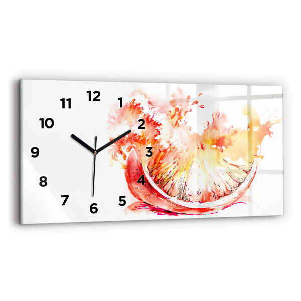 Horizontal wall clock Painted orange