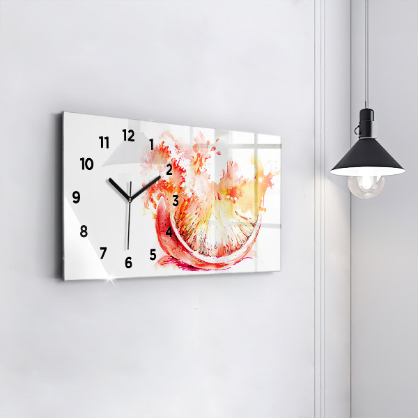 Horizontal wall clock Painted orange