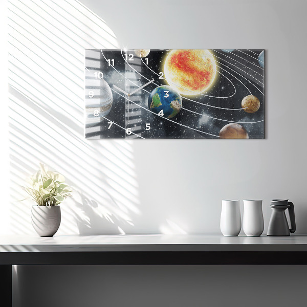 Horizontal wall clock The solar system