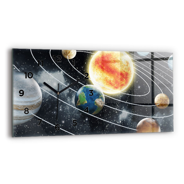 Horizontal wall clock The solar system