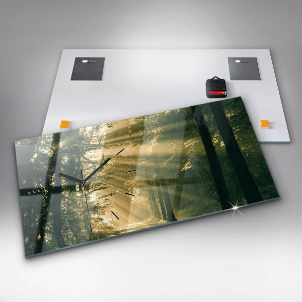 Horizontal wall clock Sun Rays Forest