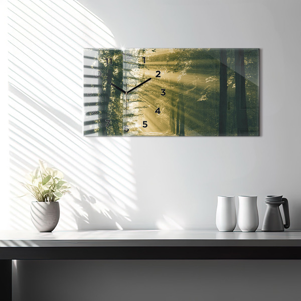 Horizontal wall clock Sun Rays Forest