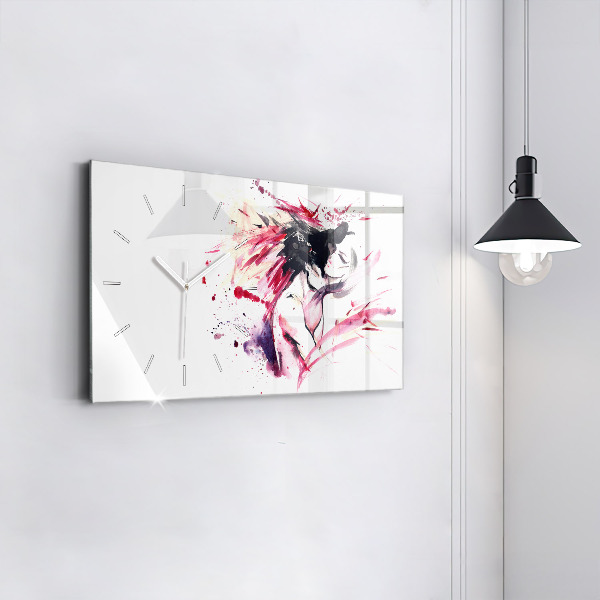 Horizontal wall clock Lovers abstraction