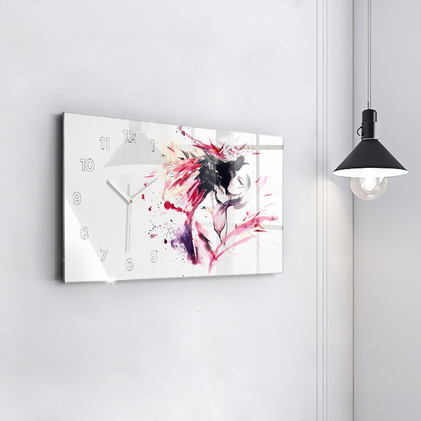 Horizontal wall clock Lovers abstraction