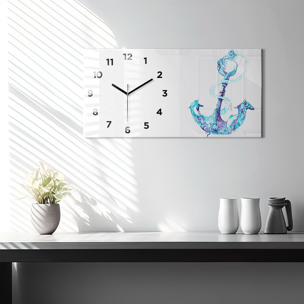 Horizontal wall clock Sea anchor