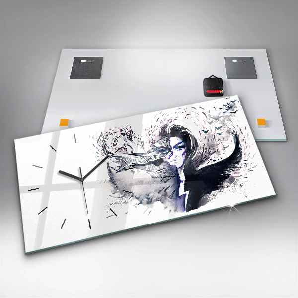 Horizontal wall clock Illustration of a Woman