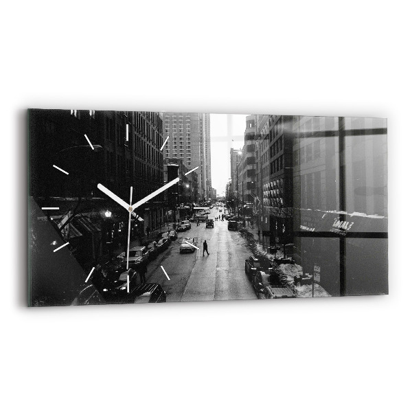 Horizontal wall clock Chicago City Streets