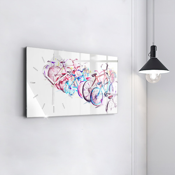Horizontal wall clock Colorful City Bikes