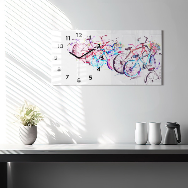 Horizontal wall clock Colorful City Bikes