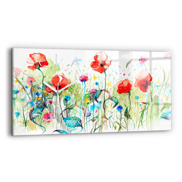 Horizontal wall clock Poppies in the Meadow