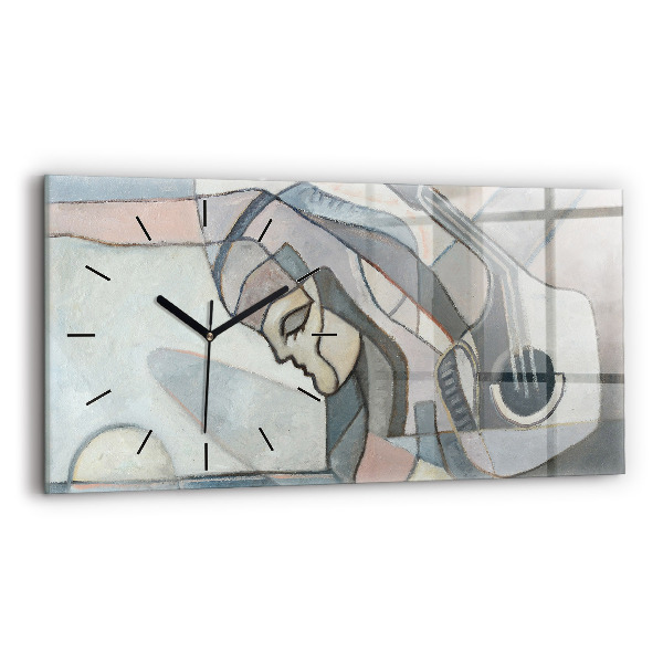 Horizontal wall clock Abstract painting