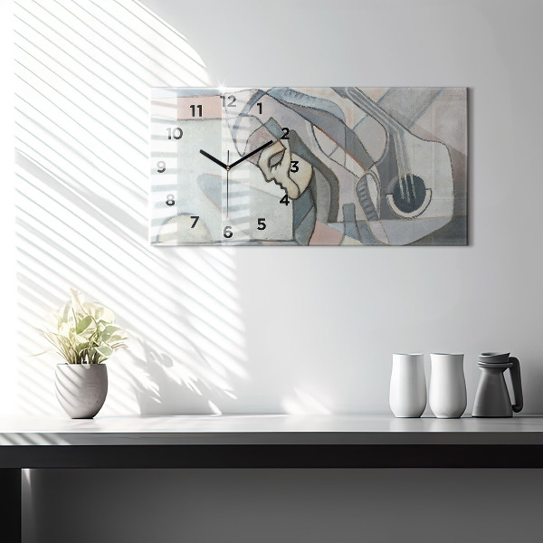 Horizontal wall clock Abstract painting